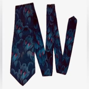 Vintage Lanvin silk tie, dark blue with red